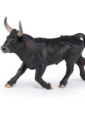 Camargue Bull Figurine - Hand Painted Farm Animal Cow Toy Figure - NEW Papo